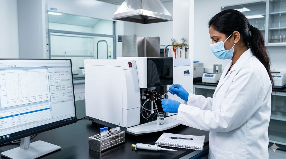 Atomic Absorption Spectroscopy (AAS) instrument at Auriga Research